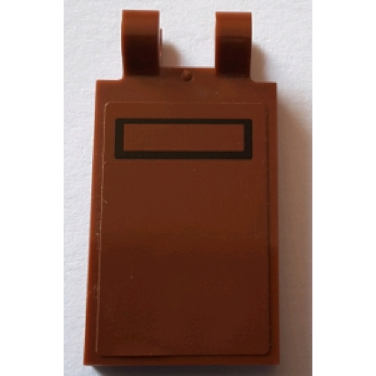 Tile, Modified 2 x 3 with 2 Clips with Black Rectangle on Reddish Brown Background Pattern (Sticker) - Set 75059