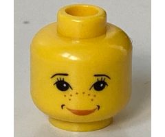 Minifigure, Head Female with Pink Lips, Cheek Dimples, Nose Freckles, Bright Eyes Pattern (HP Ginny Weasley) - Blocked Open Stud