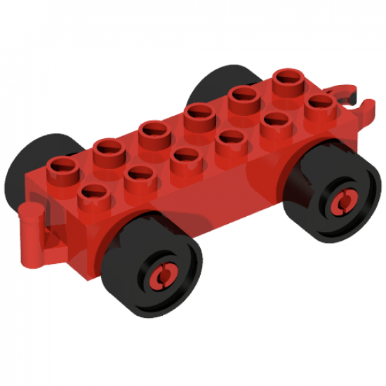 Duplo, Vehicle Car Base 2 x 6 with Black Wheels and Open Hitch End