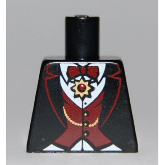 Torso Suit with Dark Red Vest and Bow Tie, Gold Chain and Medallion Pattern (Vampire)