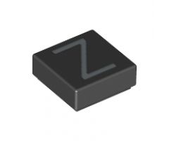 Tile 1 x 1 with Silver Capital Letter Z Pattern