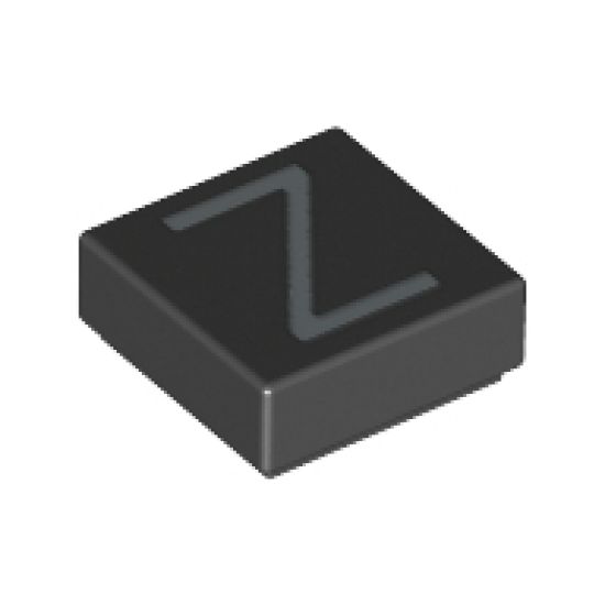 Tile 1 x 1 with Silver Capital Letter Z Pattern