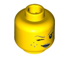 Minifigure, Head Female with Silver Lips, Freckles and Wink Pattern - Hollow Stud