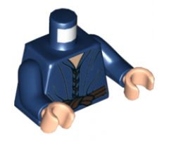 Torso LotR Robe with Dark Brown Laces and Rope Belt Pattern / Dark Blue Arms / Light Nougat Hands