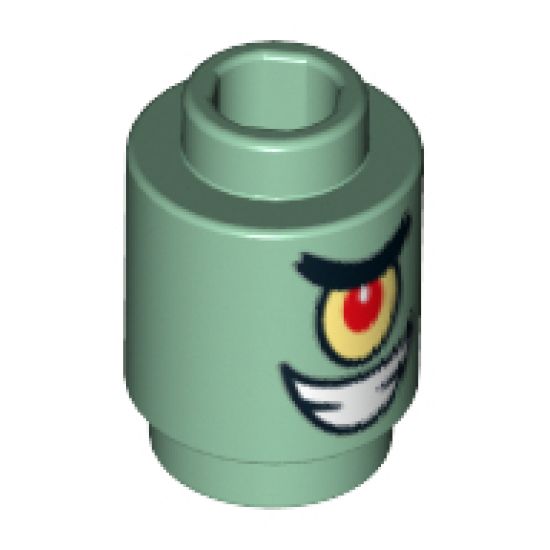 Brick, Round 1 x 1 with SpongeBob Plankton Character Smile Pattern