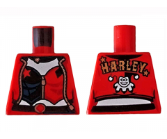 Torso Female Outline, Black And Red Open Jacket with 'HARLEY' on Back, Stars and Corset Pattern