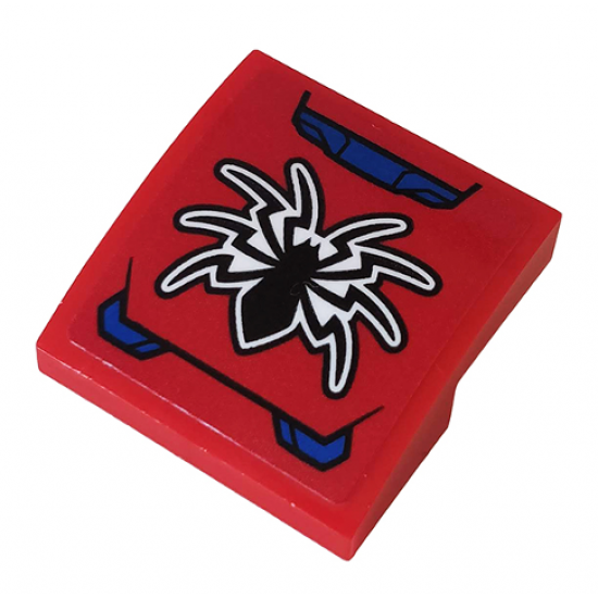 Slope, Curved 2 x 2 with Black Spider and Blue Hull Plates Pattern (Sticker) - Set 76163