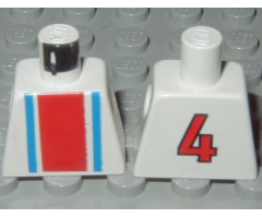 Torso Soccer Vertical Striped Red/Blue and No. 4 Back Pattern