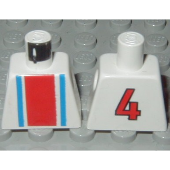 Torso Soccer Vertical Striped Red/Blue and No. 4 Back Pattern