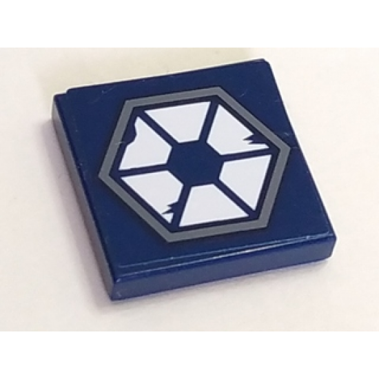 Tile 2 x 2 with Dark Bluish Gray Hexagon, 6 White Trapezoids and 3 Wear Marks Pattern (Sticker) - Sets 7252 / 7283