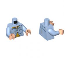 Torso Pajamas with Vertical Blue Stripes, Yellow Undershirt and Spots Pattern / Bright Light Blue Arms / Light Nougat Hands