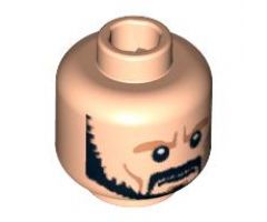 Minifigure, Head Beard Trimmed, Moustache, Silver Cheek Mark, Determined Expression Pattern - Blocked Open Stud