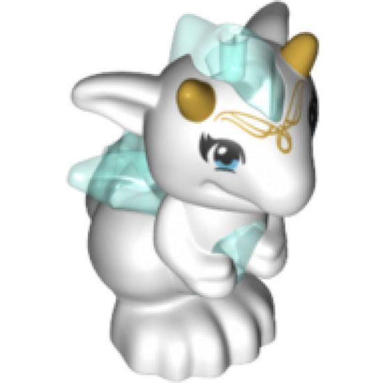 Animal, Air Dragon, Elves, Baby with Trans-Light Blue Stomach, Spines and Wings and Gold Horns and Tiara Pattern (Estari)