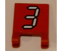 Flag 2 x 2 Square with White Number 3 with Black Outline on Red Background Pattern (Sticker) - Set 3569