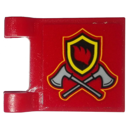 Flag 2 x 2 Square with Fire Badge and Axes Pattern on Both Sides (Stickers) - Set 10263
