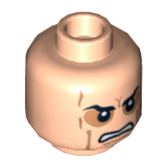 Minifigure, Head Dual Sided Sunken Eyes, Cheek Lines, Teeth / Closed Mouth Pattern (SW Anakin Sith) - Blocked Open Stud