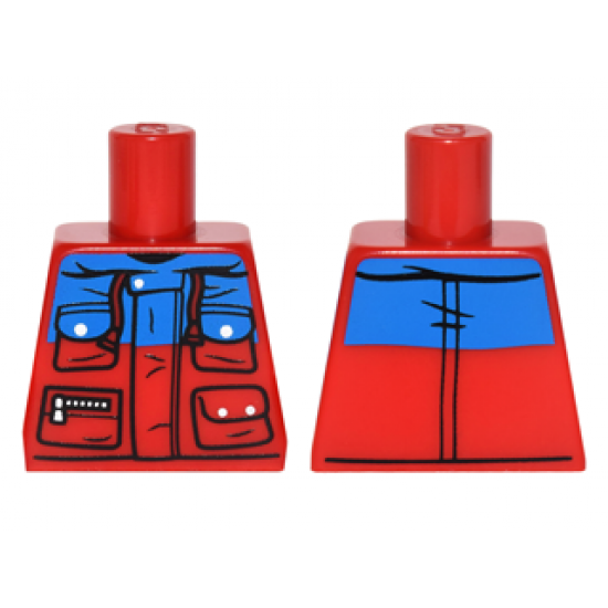 Torso Winter Jacket with Blue Panel, 4 Pockets with Snaps and Zipper Pattern