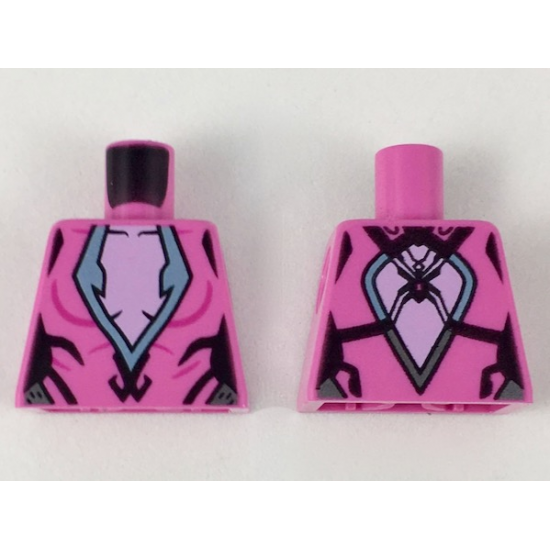 Torso Female Bright Pink Chest with Silver and Black Trim Pattern