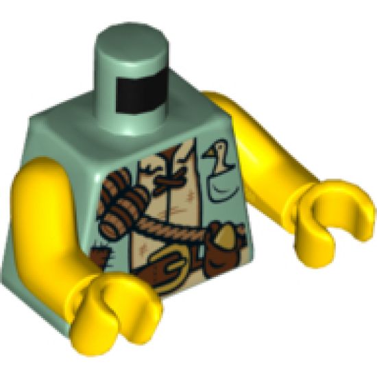 Torso Jacket with White Shirt, Reddish Brown Belt, Barrels on Sash, Goose, and Golden Egg Pattern / Yellow Arms / Yellow Hands (Jack's Giant)