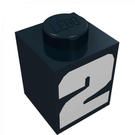 Brick 1 x 1 with White '2' Bold Font Pattern