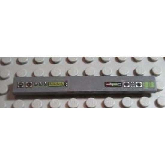 Tile 1 x 8 with Meters, Gauges and Control Panels Pattern (Stickers) - Set 7476