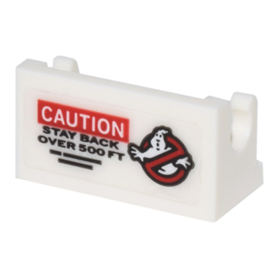 Hinge Brick 1 x 2 Base with Ghostbusters Logo, 'CAUTION' and 'STAY BACK OVER 500 FT' Pattern (Sticker) - Set 75828