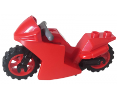 Riding Cycle Motorcycle Sport Bike with Black Frame, Red Wheels and Dark Bluish Gray Handlebars