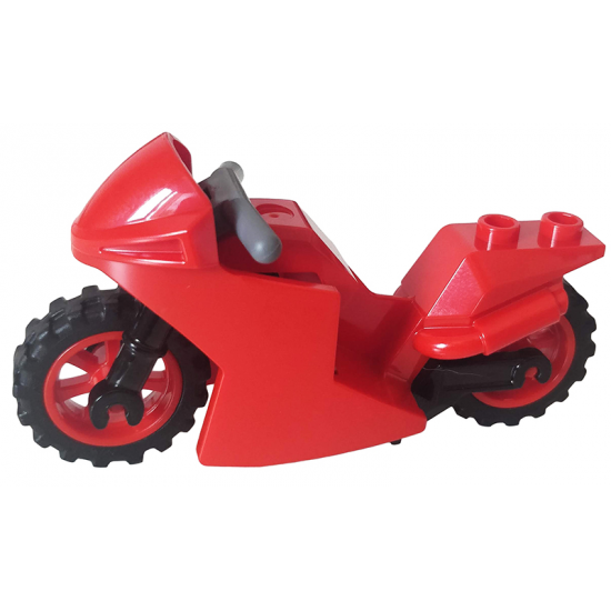 Riding Cycle Motorcycle Sport Bike with Black Frame, Red Wheels and Dark Bluish Gray Handlebars