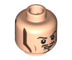 Minifigure, Head Dual Sided PotC Will Long Brown Sideburns, Moustache, Goatee, Sneer / Smile Pattern - Hollow Stud