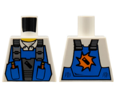 Torso Power Miners Blue Vest over Shirt with Collar Pattern