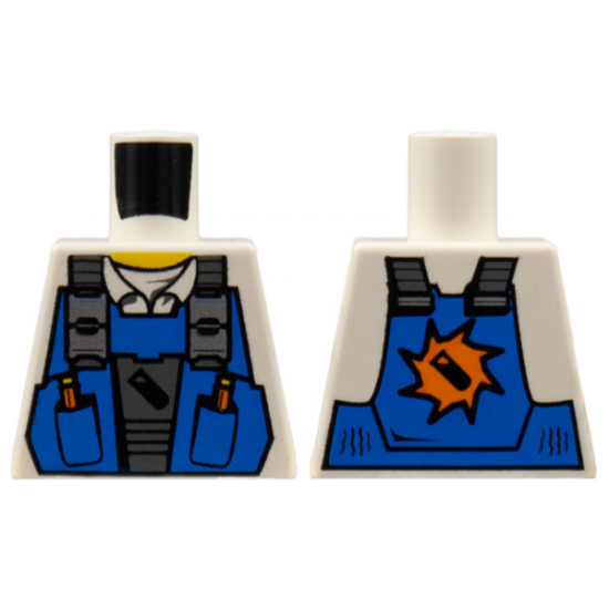 Torso Power Miners Blue Vest over Shirt with Collar Pattern