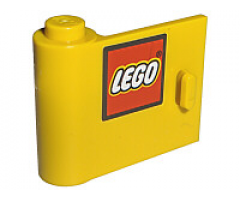 Door 1 x 3 x 2 Left with LEGO Logo with Black Border Pattern (Sticker) - Set 10156