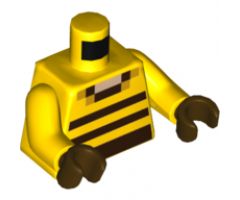 Torso Pixelated Light Nougat Neck and Dark Brown Stripes Pattern / Yellow Arms / Dark Brown Hands