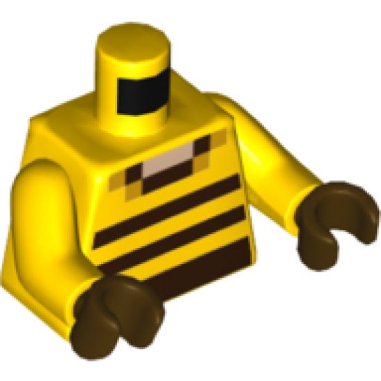 Torso Pixelated Light Nougat Neck and Dark Brown Stripes Pattern / Yellow Arms / Dark Brown Hands