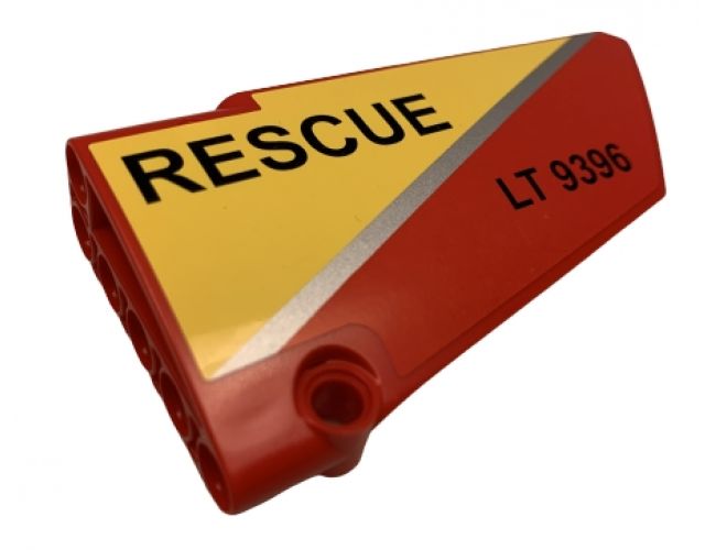 Technic, Panel Fairing #18 Large Smooth, Side B with Silver Stripe, 'RESCUE' and 'LT 9396' Pattern (Sticker) - Set 9396