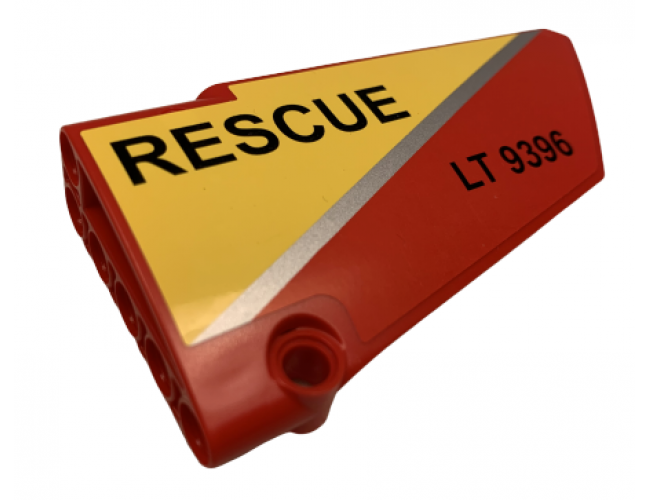Technic, Panel Fairing #18 Large Smooth, Side B with Silver Stripe, 'RESCUE' and 'LT 9396' Pattern (Sticker) - Set 9396