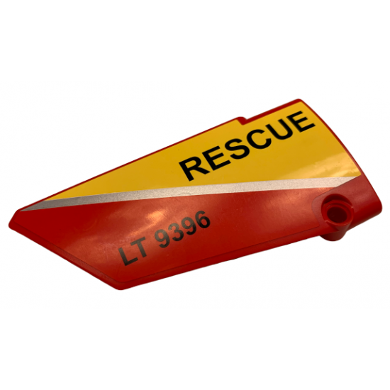 Technic, Panel Fairing #17 Large Smooth, Side A with Silver Stripe, 'RESCUE' and 'LT 9396' Pattern (Sticker) - Set 9396