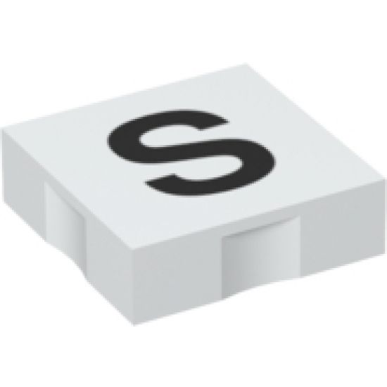 Duplo, Tile 2 x 2 with Black Capital Letter S Pattern