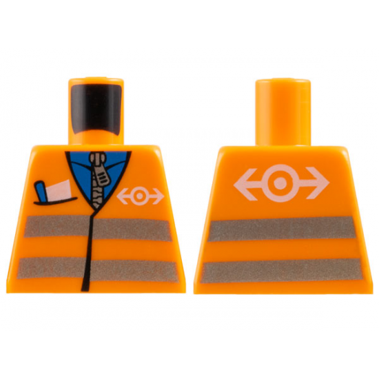 Torso Safety Vest with Reflective Stripes with Pocket and Train Logo Pattern