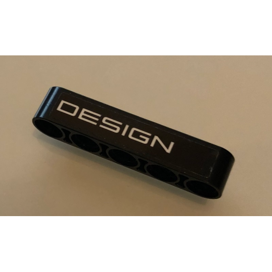 Technic, Liftarm 1 x 5 Thick with White 'DESIGN' on Black Background Pattern (Sticker) - Set 42096