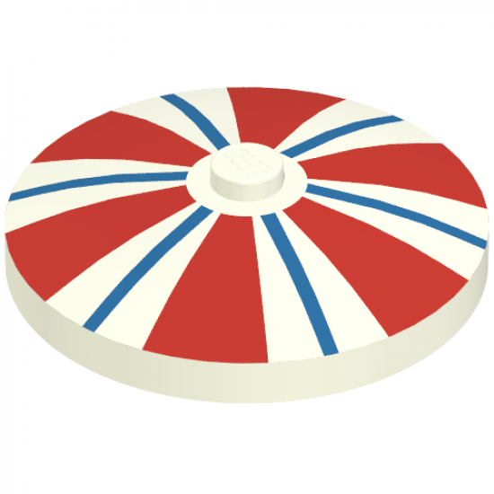 Dish 4 x 4 Inverted (Radar) with Solid Stud with Stripes Blue and Red Pattern