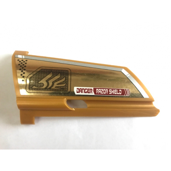 Technic, Panel Fairing #21 Large Long, Small Hole, Side B with Quad Wing and 'DANGER RAZOR SHIELD' Pattern (Sticker) - Set 7714
