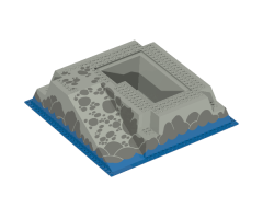 Baseplate, Raised 32 x 32 with Ramp and Pit, Water, Gray Stones Pattern