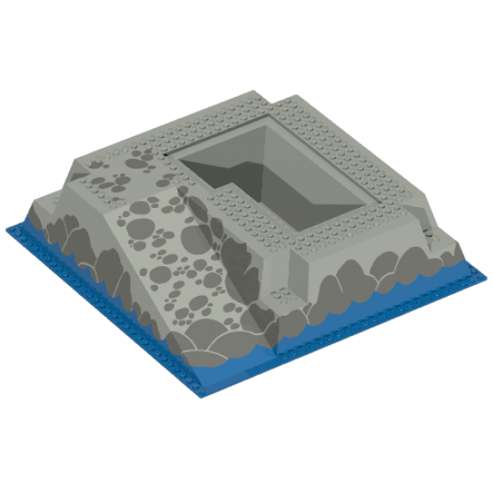 Baseplate, Raised 32 x 32 with Ramp and Pit, Water, Gray Stones Pattern
