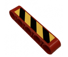 Technic, Liftarm 1 x 5 Thick with Black and Yellow Danger Stripes Pattern (Sticker) - Set 9396