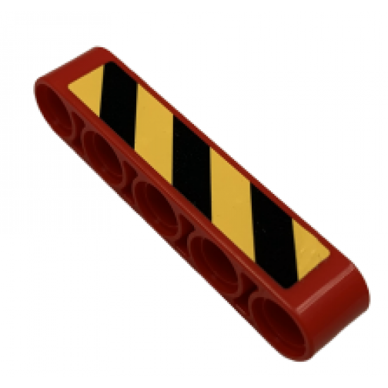 Technic, Liftarm 1 x 5 Thick with Black and Yellow Danger Stripes Pattern (Sticker) - Set 9396