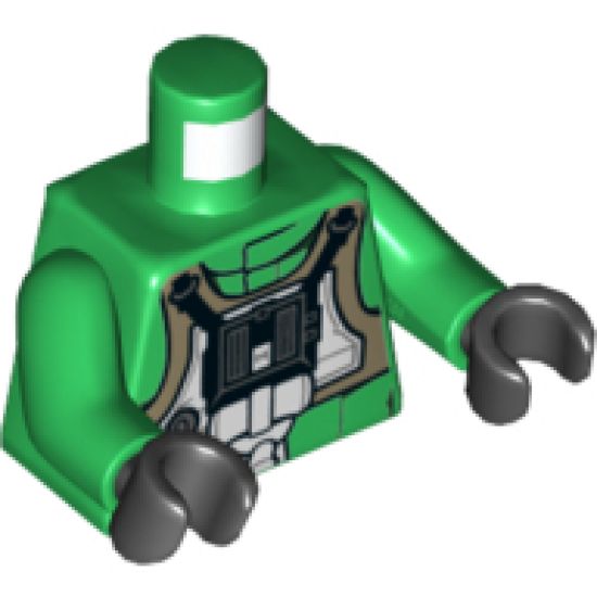 Torso SW Rebel A-wing Pilot with Tan Vest and Black Front Panel with Breathing Apparatus Pattern / Green Arms / Black Hands