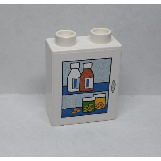 Duplo, Brick 1 x 2 x 2 with Pill Box and Medicine Bottles Pattern (Sticker) - Set 9226