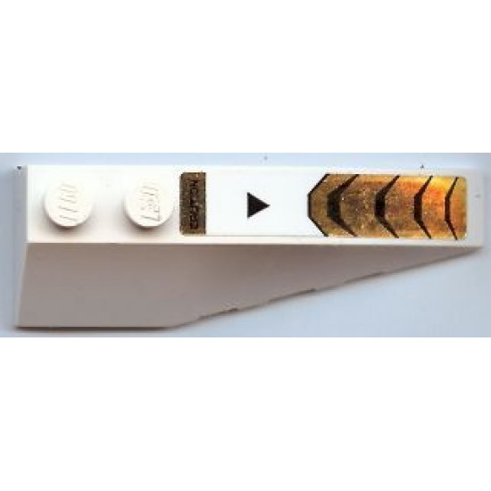 Wedge 6 x 2 Right with Black 'CAUTION' and Gold and Black Stripes Pattern (Sticker) - Set 7721