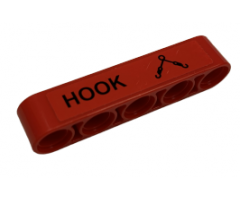 Technic, Liftarm 1 x 5 Thick with Lifting Hook and 'HOOK' Pattern (Sticker) - Set 9396
